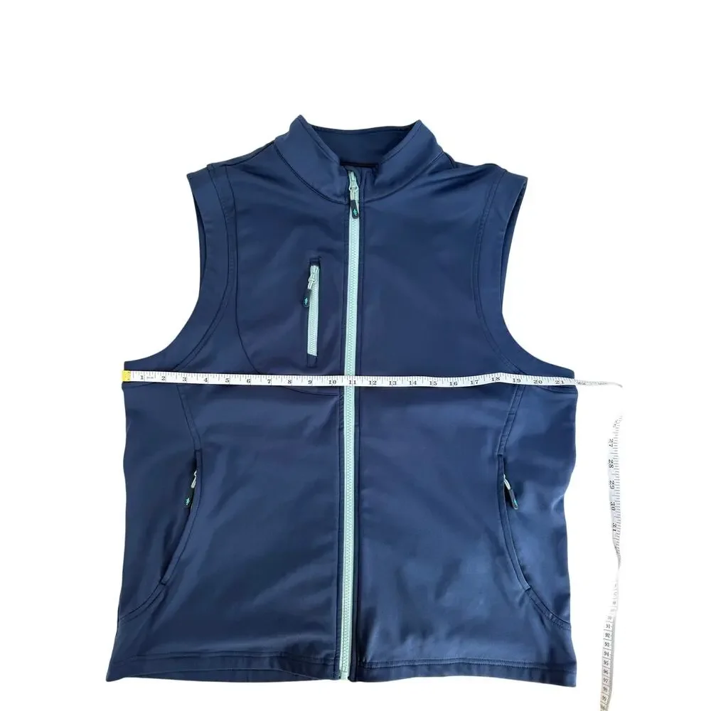 Saltwater Clothing Co Beach to Boat Vest Navy Full Zip Performance Men's L